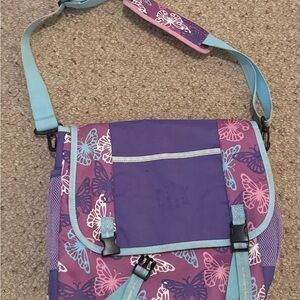 Butterfly Print Kids Messenger Bag - Purple and Pink